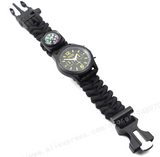 Outdoor Camping Compass Watch Whistle Flint